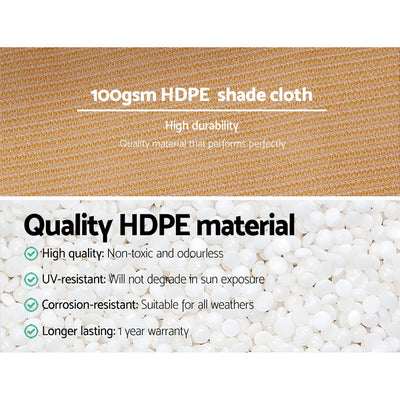Dealsmate Instahut 50% Shade Cloth 3.66x20m Shadecloth Sail Heavy Duty Beige