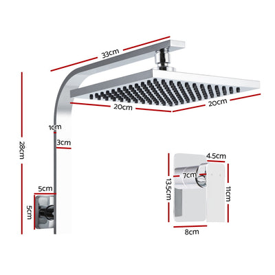 Dealsmate Cefito 8'' Rain Shower Head Wall Arm Square High Pressure Mixer Tap Chrome