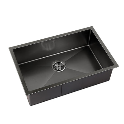 Dealsmate Cefito Kitchen Sink 70X45CM Stainless Steel Basin Single Bowl Laundry Black