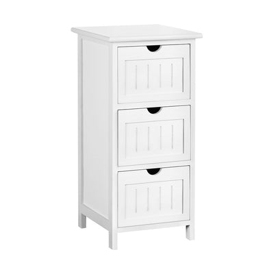 Dealsmate  Bedside Table Bathroom Storage Cabinet 3 Drawers White