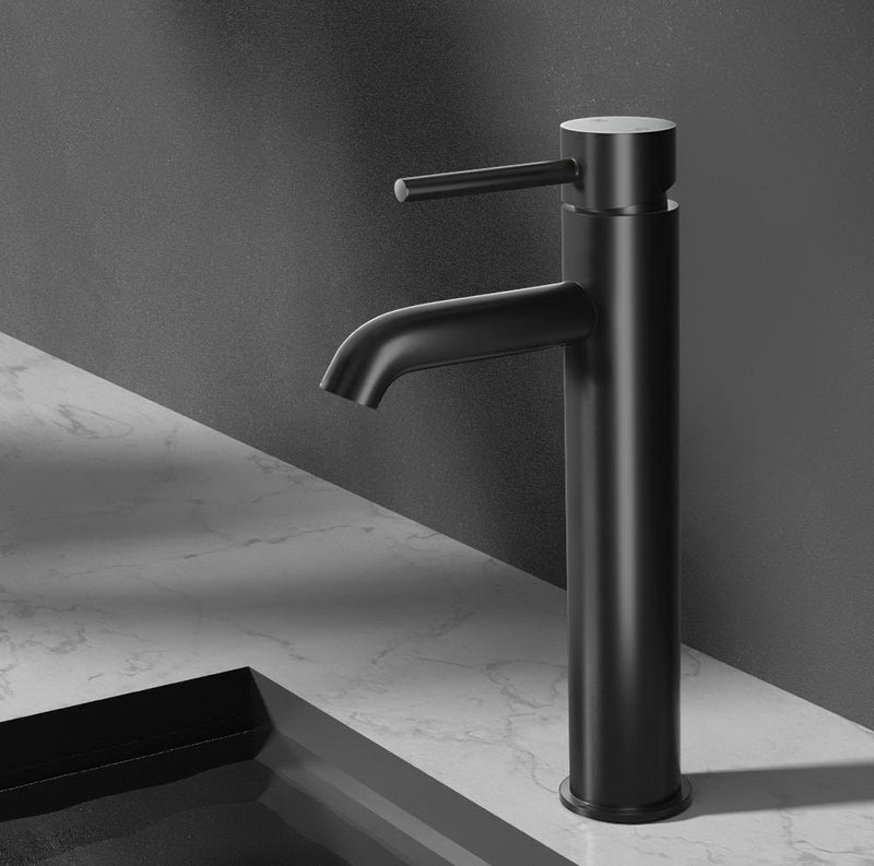 Dealsmate Cefito Bathroom Basin Mixer Tap Round Tall Faucet Vanity Laundry Black