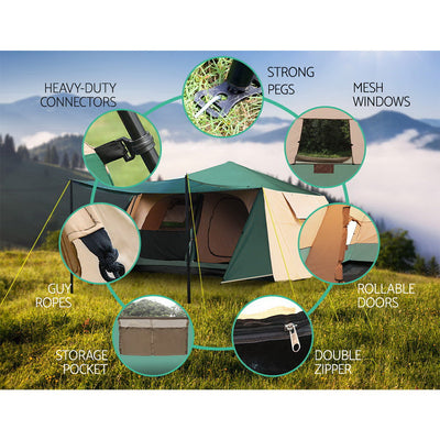 Dealsmate Weisshorn Instant Up Camping Tent 8 Person Pop up Tents Family Hiking Dome Camp