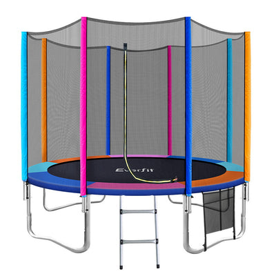 Dealsmate  10FT Trampoline for Kids w/ Ladder Enclosure Safety Net Pad Gift Round