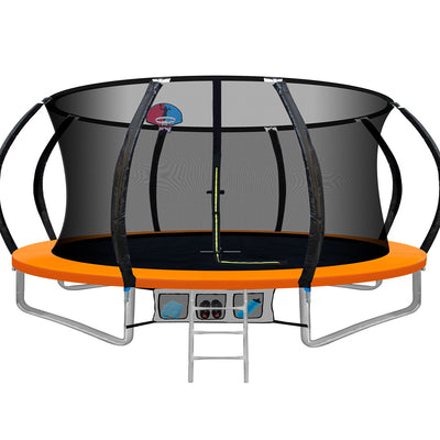 Dealsmate  14FT Trampoline for Kids w/ Ladder Enclosure Safety Net Rebounder Orange