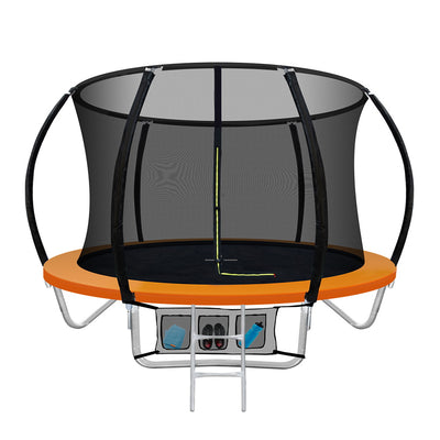 Dealsmate  8FT Trampoline for Kids w/ Ladder Enclosure Safety Net Rebounder Orange