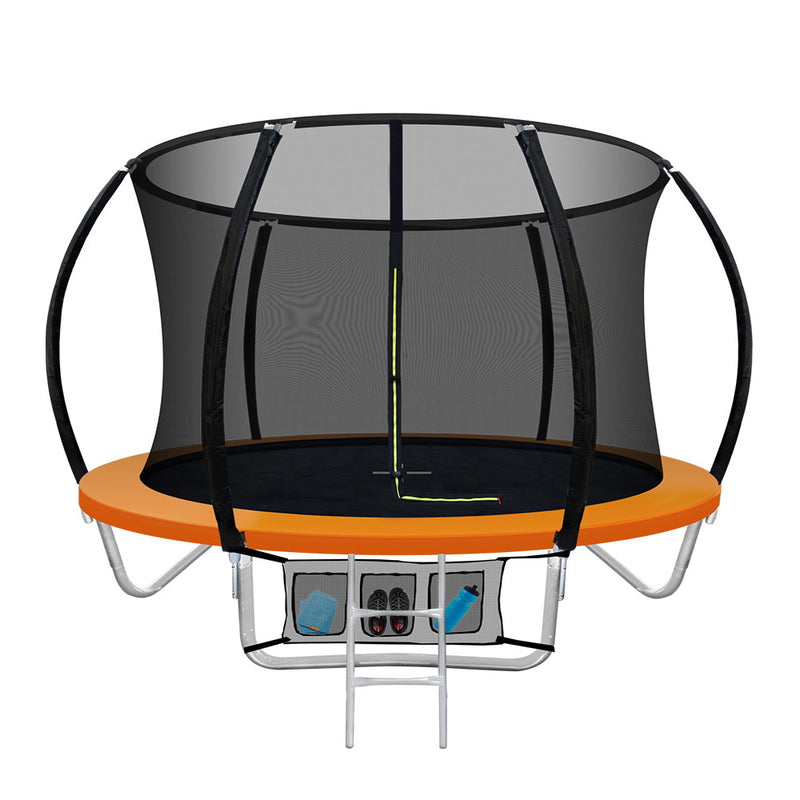 Dealsmate  8FT Trampoline for Kids w/ Ladder Enclosure Safety Net Rebounder Orange