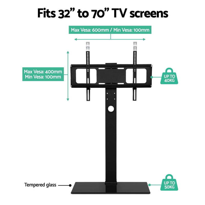 Dealsmate  TV Stand Mount Bracket for 32-70 LED LCD Glass Storage Floor Shelf