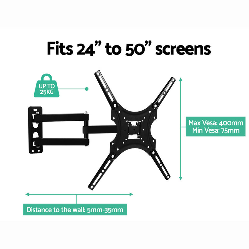 Dealsmate  TV Wall Mount Bracket for 24-50 LED LCD TVs Full Motion Strong Arms