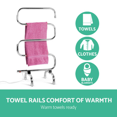 Dealsmate Devanti Electric Heated Towel Rail Rack 5 Bars Freestanding Clothes Dry Warmer