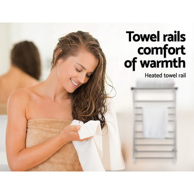 Dealsmate Devanti Electric Heated Towel Rail Rack 14 Bars Wall Mounted Clothes Dry Warmer