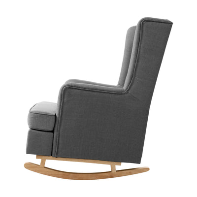 Dealsmate  Rocking Chair Armchair Linen Fabric Grey Gaia