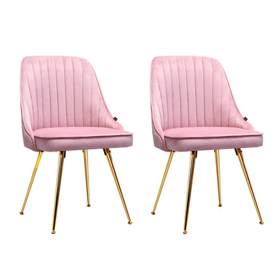 Dealsmate  Dining Chairs Velvet Pink Set of 2 Nappa