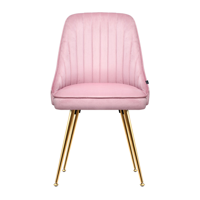 Dealsmate  Dining Chairs Velvet Pink Set of 2 Nappa