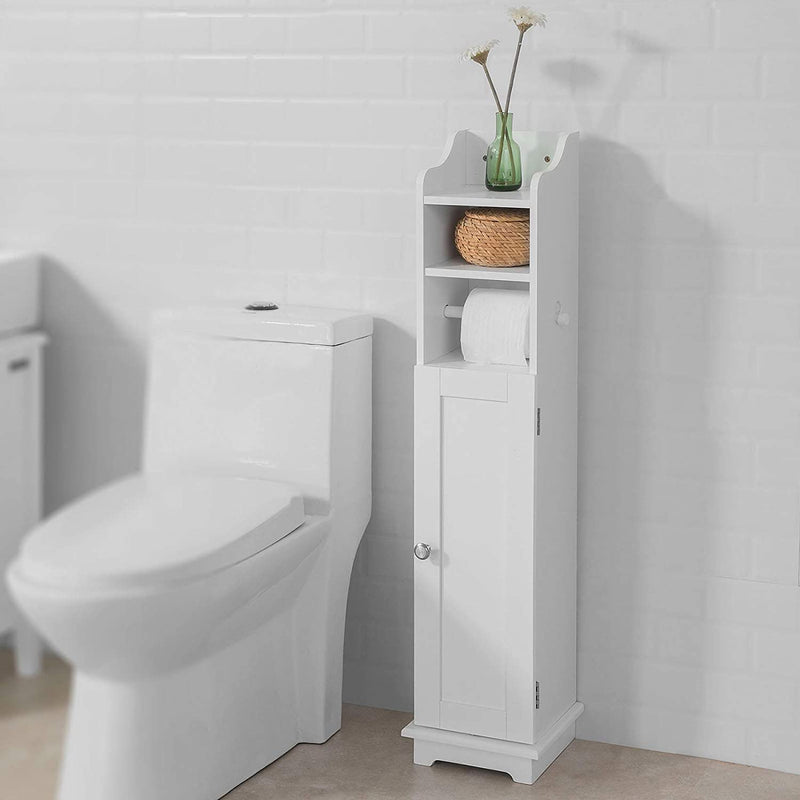 Dealsmate Toilet Paper Holder with Storage, Freestanding Cabinet, Toilet Brush Holder and Toilet Paper Dispenser 20x100x18 cm