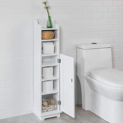 Dealsmate Toilet Paper Holder with Storage, Freestanding Cabinet, Toilet Brush Holder and Toilet Paper Dispenser 20x100x18 cm