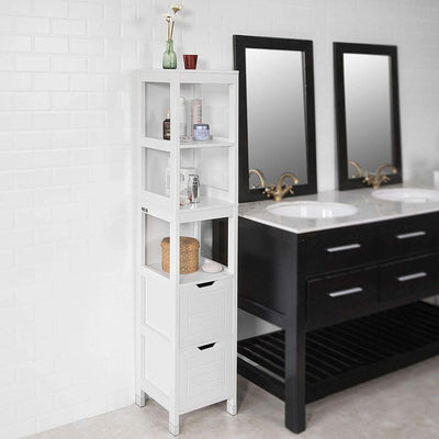 Dealsmate Freestanding Tall Cabinet with Standing Shelves and Drawers
