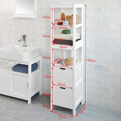 Dealsmate Freestanding Tall Cabinet with Standing Shelves and Drawers