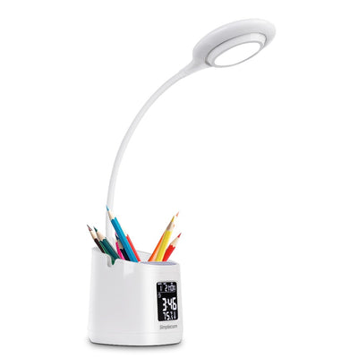 Dealsmate Simplecom EL621 LED Desk Lamp with Pen Holder and Digital Clock Rechargeable