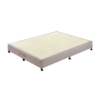 Dealsmate Mattress Base Ensemble Double Size Solid Wooden Slat in Beige with Removable Cover