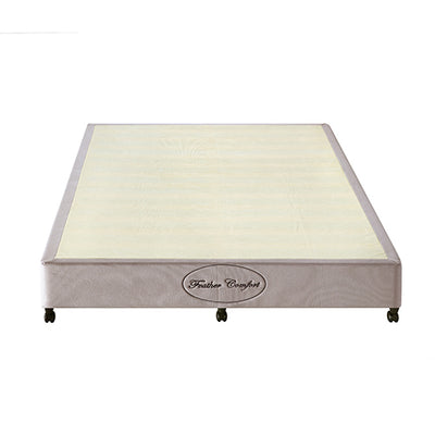 Dealsmate Mattress Base Ensemble Queen Size Solid Wooden Slat in Beige with Removable Cover