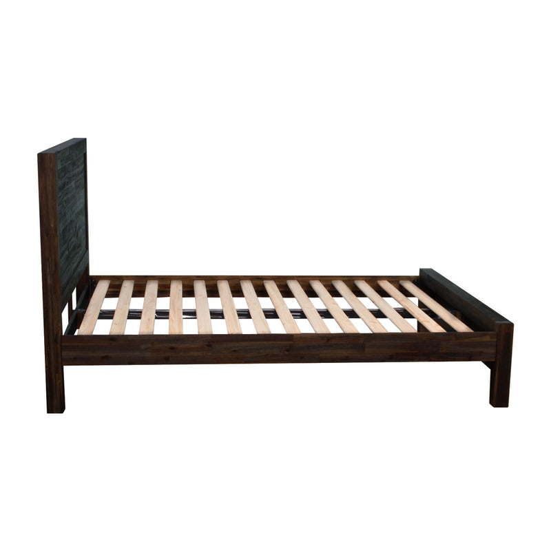Dealsmate 4 Pieces Bedroom Suite in Solid Wood Veneered Acacia Construction Timber Slat Double Size Chocolate Colour Bed, Bedside Table & Tallboy