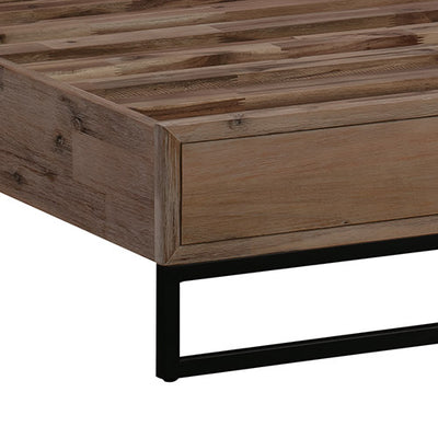 Dealsmate Queen size Bed Frame Solid Wood Acacia Veneered Bedroom Furniture Steel Legs