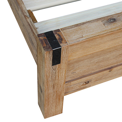 Dealsmate Bed Frame Double Size in Solid Wood Veneered Acacia Bedroom Timber Slat in Oak