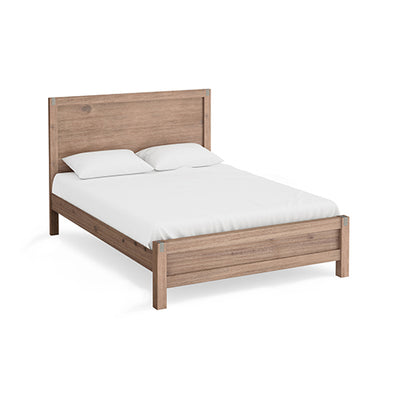 Dealsmate Bed Frame Queen Size in Solid Wood Veneered Acacia Bedroom Timber Slat in Oak