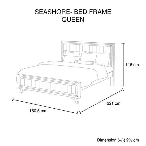 Dealsmate Queen Size Silver Brush Bed Frame in Acacia Wood Construction
