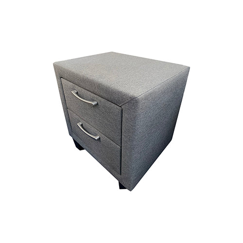 Dealsmate Bedside Table 2 drawers Night Stand Upholstery Fabric Storage in Light Grey Colour
