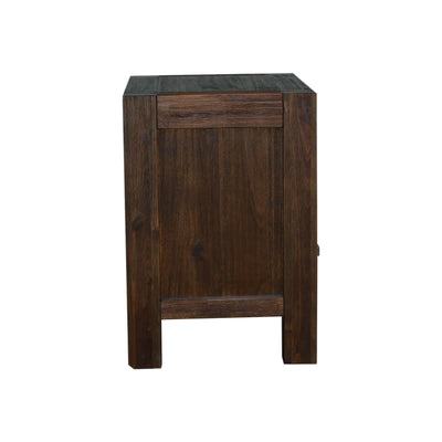 Dealsmate Bedside Table 2 drawers Night Stand Solid Wood Acacia Storage in Chocolate Colour