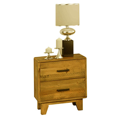 Dealsmate Bedside Table 2 drawers Night Stand Solid Wood Storage Light Brown Colour
