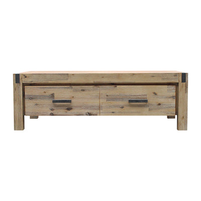 Dealsmate Coffee Table Solid Acacia Wood & Veneer 1 Drawers Storage Oak Colour