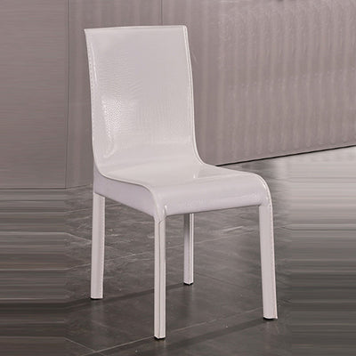 Dealsmate 2x Steel Frame White Leatherette Medium High Backrest Dining Chairs with Wooden legs
