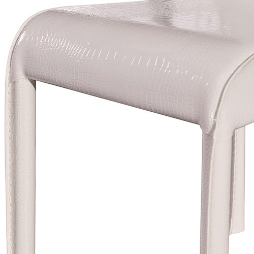 Dealsmate 2x Steel Frame White Leatherette Medium High Backrest Dining Chairs with Wooden legs