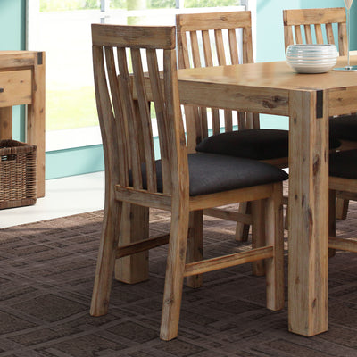 Dealsmate 2x Wooden Frame Leatherette in Solid Wood Acacia & Veneer Dining Chairs in Oak Colour