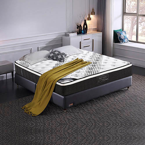 Dealsmate Mattress Euro Top Queen Size Pocket Spring Coil with Knitted Fabric Medium Firm 33cm Thick