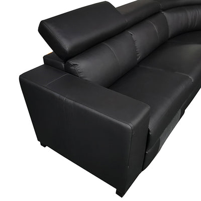 Dealsmate 6 Seater Real Leather sofa Black Color Lounge Set for Living Room Couch with Adjustable Headrest