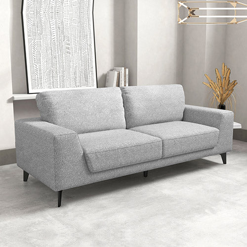 Dealsmate 3 Seater Sofa Light Grey Fabric Lounge Set for Living Room Couch with Solid Wooden Frame Black Legs