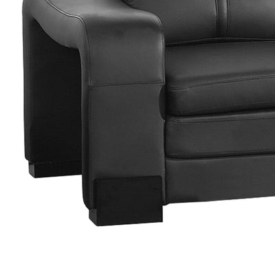 Dealsmate Lounge Set Luxurious 6 Seater Faux Leather Corner Sofa Living Room Couch in Black with 2x Ottomans