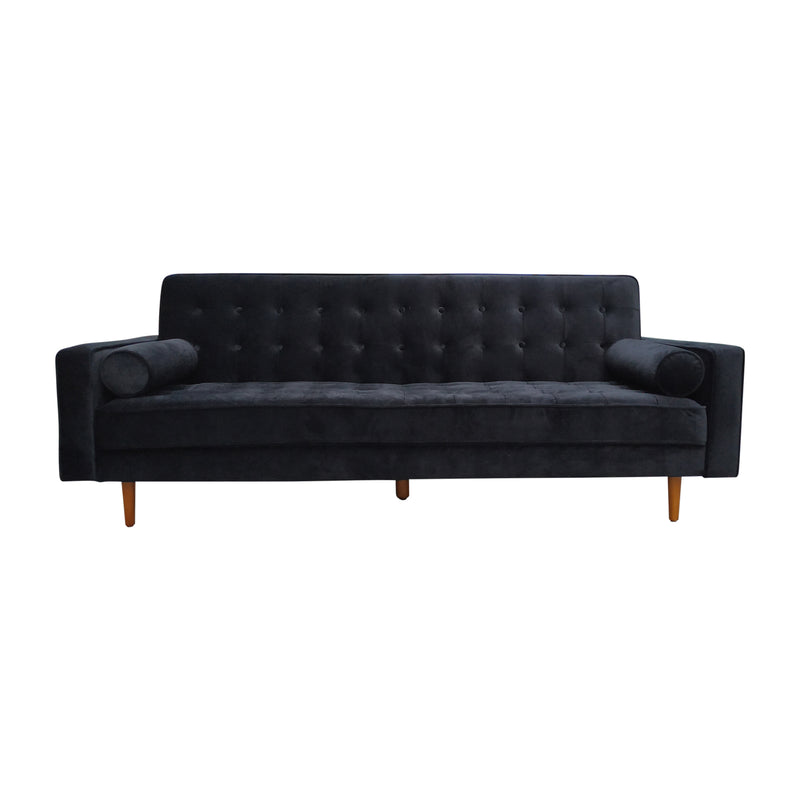 Dealsmate Sofa Bed 3 Seater Button Tufted Lounge Set for Living Room Couch in Velvet Black Colour