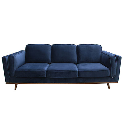 Dealsmate 3 Seater Sofa Soft Blue in Soft Blue Velvet Fabric Lounge Set for Living Room Couch with Wooden Frame