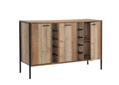 Dealsmate Wine Cabinet with 2 Strorage and open Selves Bar Cabinet Cupboard in Oak Colour