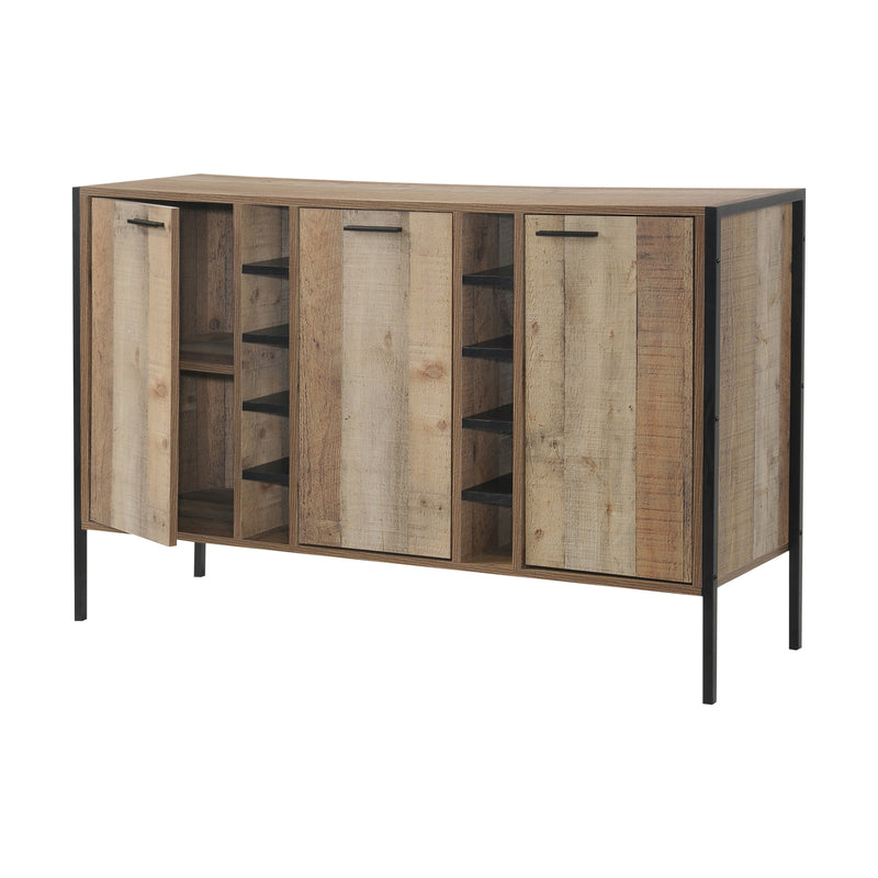Dealsmate Wine Cabinet with 2 Strorage and open Selves Bar Cabinet Cupboard in Oak Colour