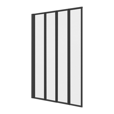 Dealsmate 4 Fold Black Folding Bath Shower Screen Door Panel 1000 x 1400mm