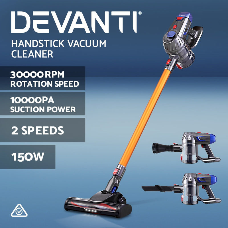 Dealsmate Devanti Handheld Vacuum Cleaner Bagless Cordless 150W Gold