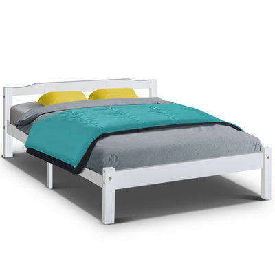 Dealsmate  Bed Frame Double Size Wooden White LEXI