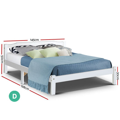 Dealsmate  Bed Frame Double Size Wooden White LEXI