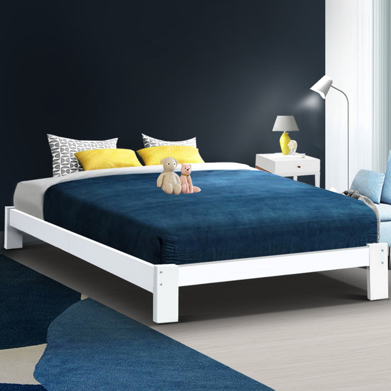 Dealsmate  Bed Frame Double Size Wooden White JADE