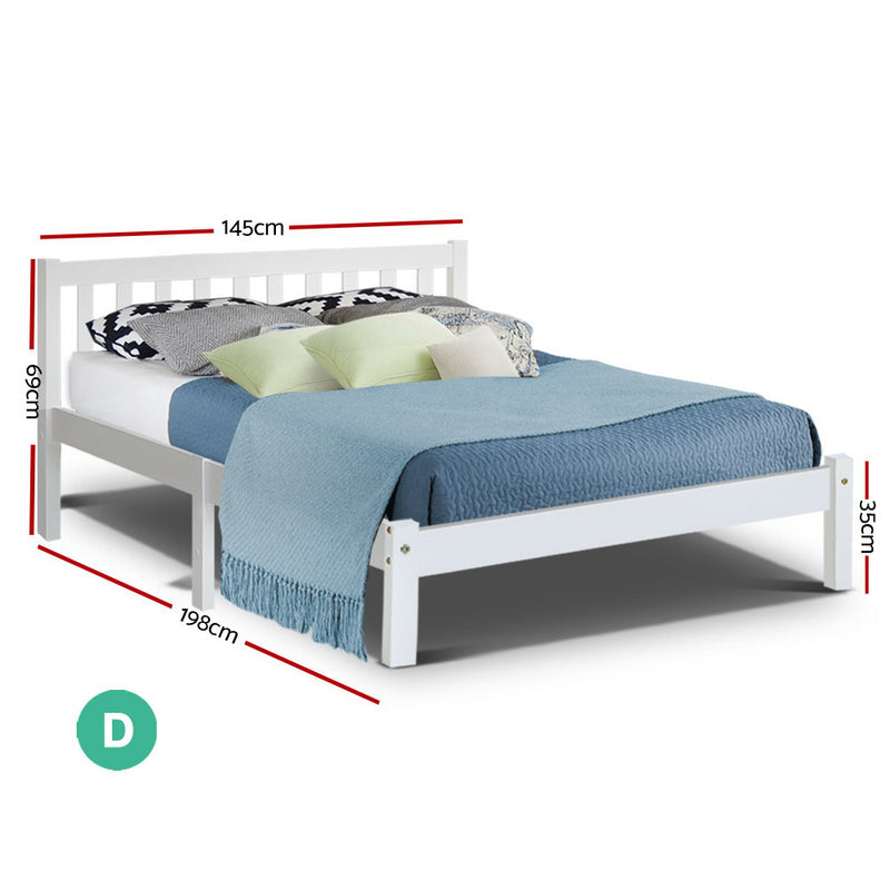 Dealsmate  Bed Frame Double Size Wooden White SOFIE